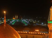 تصاویر هوایی از چراغانی کربلا در شب نیمه شعبان